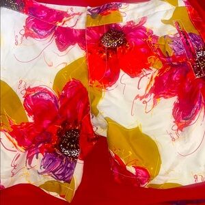 Floral Print Shorts in Red and Yellow
